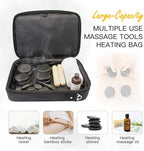 Portable Massage Stone Warmer Set, 20 Pcs Basalt Hot Stones with Heater Kit, Electric Hot Stones Warmer Massager for Professional/Home Spa, Digital Controller Heating Travel Bag (Black)