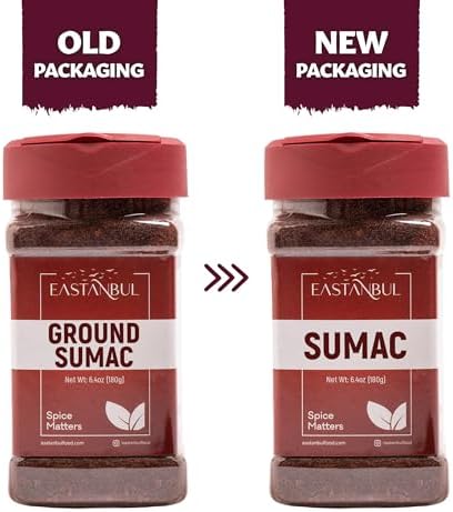 Eastanbul Sumac Spice, 6.4oz, Ground Sumac, Fresh Farm Turkish Spice Seasoning for Mediterranean Dishes & Middle Eastern Dishes, Spicely Powder for Turkish Seasoning Blend like Zaatar, Vegan
