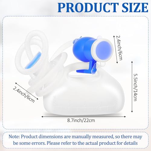 Portable Urinals for Men, 2000ml Urinal Bottles, Spill Proof Male Portable Pee Bottle, Reusable Thicken Men's Potty, 59" Long Tube with Lid for Camping Car Travel Bed Emergency Device