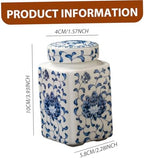 200ml Blue & White Ceramic Ginger Jar, Chinoiserie Style Decorative Vase with Lid for Home Decor, Tea & Spice Storage