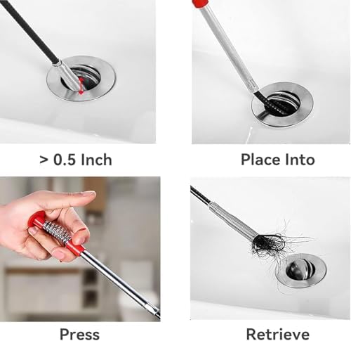 Drain Snake,79 inch Flexible Grabber Claw Pick Up Reacher Tool,Drain Clog Remover - Gutter Cleaning Tools for Home Sink, Bathroom Tub,Drain, Toilet, Tight Spaces