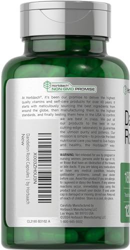 Horbäach Dandelion Root Supplement | 120 Capsules | Non-GMO, Gluten Free
