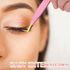TIESOME Lash Tweezers for Eyelash Extensions, 2 PCS Pink Stainless Steel Eyelash Tweezers Set Premium Curved Tip Precision Lash Tweezer Professional False Eyelashes Application Tools