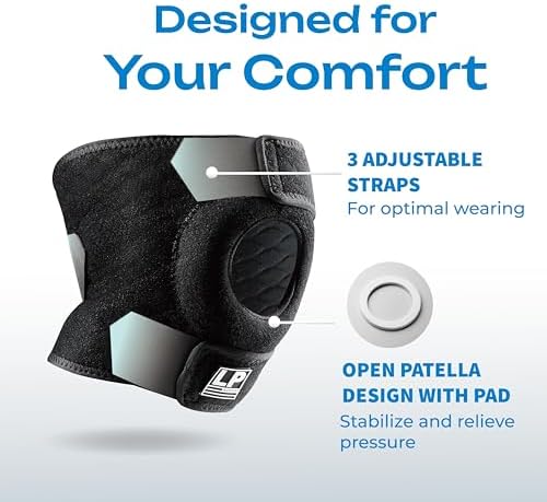 LP 788CA Adjustable Knee Brace with Open Patella - Kneecap Support for Running, Biking, Aerobics, Fitness, Football, Basketball, Hiking and Pain Relief (Regular Size, 1pcs)