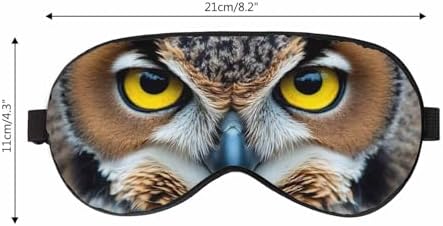 Great Horned Owl Sleep Mask Owl Staring with Golden Eyes Men Women Sleep Mask with Adjustable Strap Eye Cover Eye Shade for Travel, Nap,Meditation
