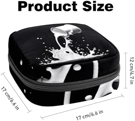 Period Bag,Sanitary Napkin Storage Bag,Black White Milk,Tampon Bag for Purse