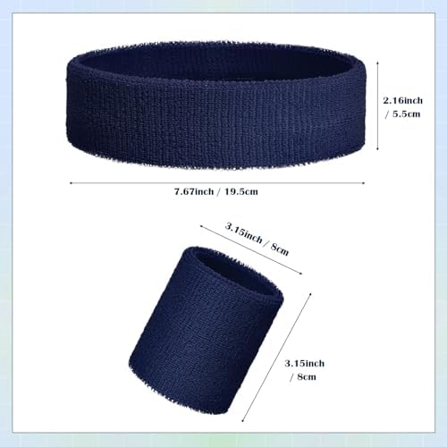 Bememo 6 Pieces Sweatbands Set 2 Sports Headbands and 4 Wristbands Striped Sweat Band for Men Women Colorful Neon Athletic Running Gym Basketball Tennis