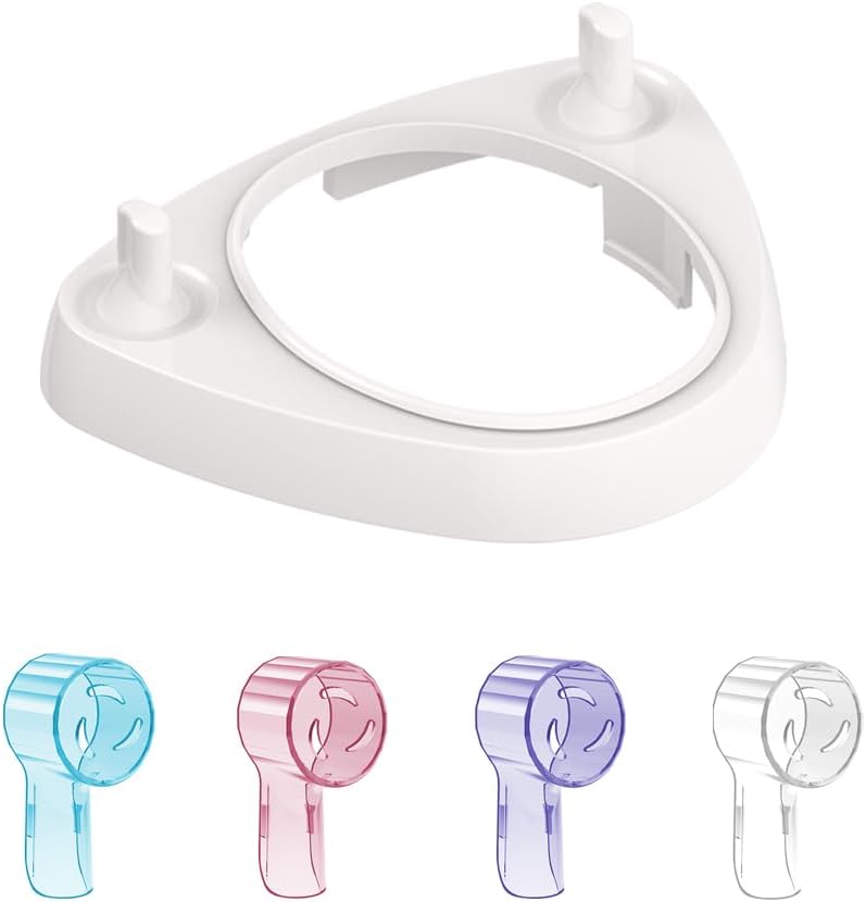 4 PCS Toothbrush Head Covers (Multicolor) Compatible with Oral-B Electric Toothbrush Head + Toothbrush Holder with 1 Charging Stand Slot and 2 Toothbrush Head Stands
