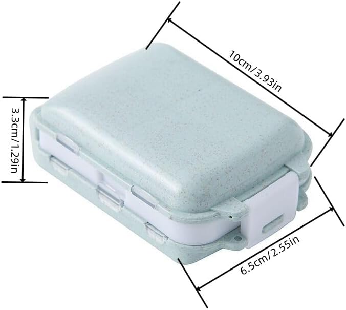 Eco-Friendly 3-Layer Leak-Proof Pill Organizer with 8 Compartments, Portable Travel Medicine Container Made of Wheat Straw + PP Material