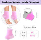 Prasacco Kids Ankle Brace Set, 2 Pairs Compression Socks & Adjustable Support Sleeves for Injury Prevention, Medium（Pink）