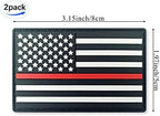 QQSD Thin Red Line American Flag Patch Firefighter Tactical Patch - PVC Hook and Loop Fastener Patch, 2 Pack