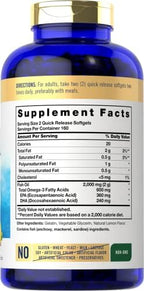 Carlyle Fish Oil Omega 3 Supplements | 2000mg | 320 Softgels | EPA & DHA | 600mg Total Omega-3 | Non-GMO, Gluten Free Pills