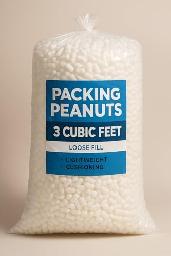 Ubi Market Packing Peanuts, 3 Cubic Feet, Loose Fill, Lightweight Cushioning, Biodegradable, 22.44 Gallons