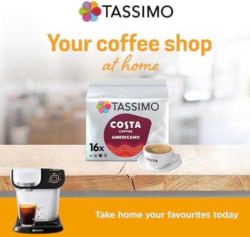 TASSIMO Costa Americano 16 T DISCs (Pack of 5, Total 80 T DISCs), white and red