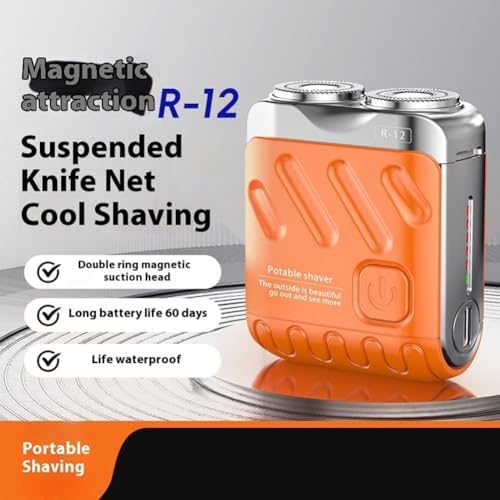 R-12 Luggage Electric Shaver, Beard Shaver Mini and Portable Suitcase Design, Electric Mini Razor Portable Electrics Shavers, USB Rechargeable One-Button Long Lasting for Home Travel (Orange)