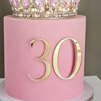 Gold Acrylic Number 30 Cake Topper, Happy 30th Birthday Cake Side Decoration,Thirty Years Old Cake Pick Decoration For 30th Anniversary Party Supplies (30-2)