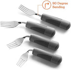 Special Supplies Adaptive Utensils (4-Piece Kitchen Set) Weighted, Non-Slip Handles for Hand Tremors, Arthritis, Parkinson’s Elderly use - Stainless Steel Knife, Fork, Spoons (Grey)