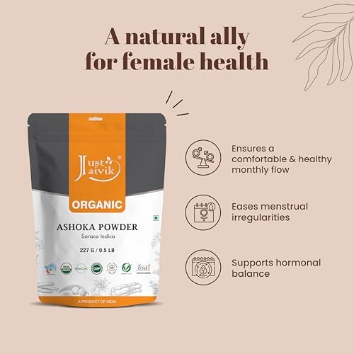 100% Organic Ashoka Bark Powder (Saraca Indica) 1/2 LB, 08 oz, 227g USDA Certified Organic- Biodegradable Resealable Zip Lock Pouch