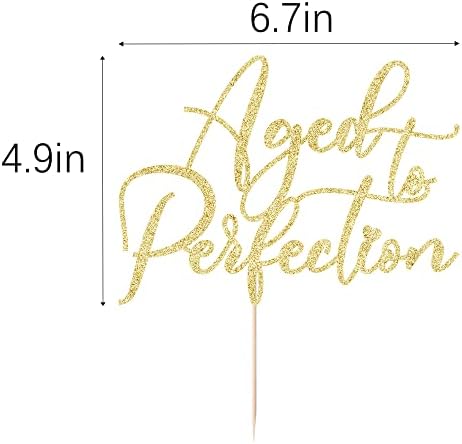 Gold flash Aged to Perfection Cake Topper, Happy Birthday, Engagement, Retirement Party Decorations Supplies