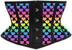 Daisy corsets Women's Daisy Corsets Lavish Rainbow Hearts Print Satin Mini Cincher Corset