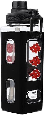 Bioworld Naruto Akatsuki Clouds 24 Oz Black Square Plastic Water Bottle