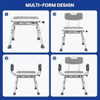 Deluxe Swivel Shower Chair with Arms & Back by CZMY, 360° Locking Seat, 5-Level Height Adjustable, Padded Heavy-Duty Bath Chair, 300 lbs, for Seniors, Elderly, Handicap & Disabled