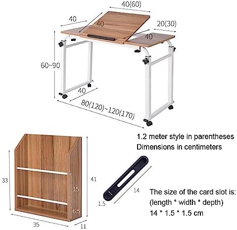 Overbed Table with Wheels, Mobility Table Over Bed, Over Bed Desk Rolling Laptop Desk, Adjustable Desktop Angle and Height, Overbed Trolley Storage Desk,1.2M