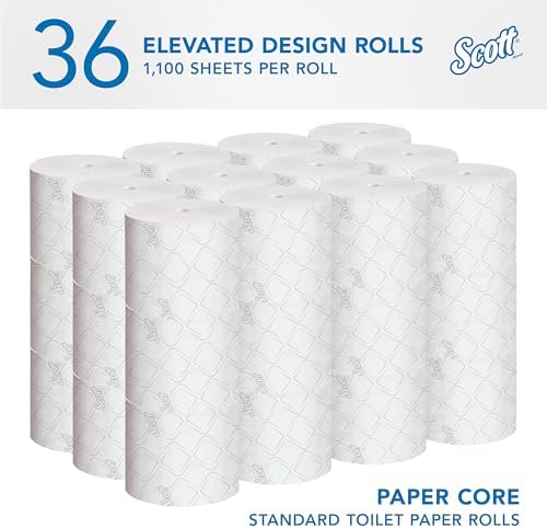 Scott Professional Pro Small Core High-Capacity Standard Roll Toilet Paper, Bulk (47305), 2-Ply, Elevated Design, White (36 Rolls of 1,100 Sheets, 39,600 Sheet Total)