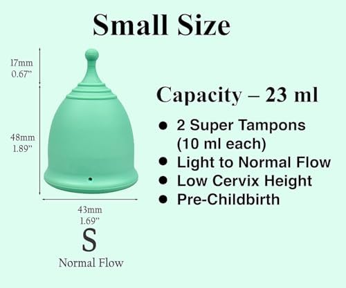 SHORDY Reusable Menstrual Cup (Small) Set of 2 with Mini Box, 100% Soft Silicone, Coupe Menstruelle, Safe Period Cup, Light Flow Kit, Feminine Hygiene, Tampons, Pads & Disc Alternative