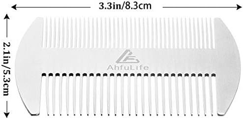 AhfuLife Stainless Steel Metal Hair&Beard Comb - Anti-Static Dual Action Beard Comb - Credit Card Size Combs Perfect for Wallet and Pocket - Presented in Gift Box - 2 Pcs