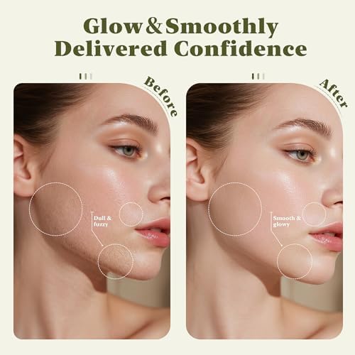 BNU Dermaplaning Tool for Face, Dermaplane Razor for Women Face LED Light Facial Exfoliation & Peach Fuzz Hair Removal, 3 Speeds Rechargeable Sonic Edge Technology 10 Refill Blades Green