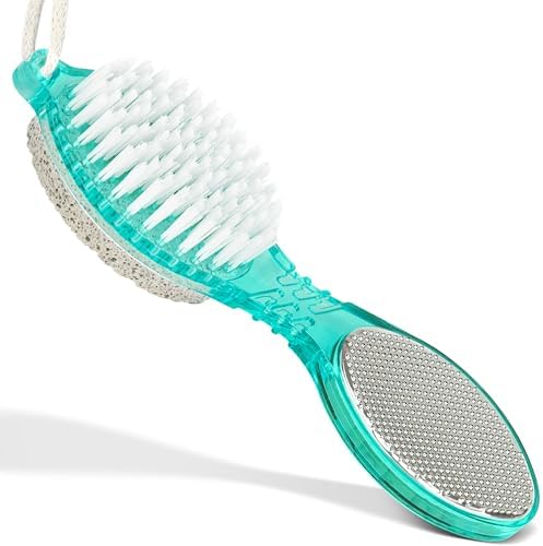 DecorRack (4 in 1) Pedicure Paddle Kit Tool with Pumice Stone for Feet, Foot Hand Toe Nail Cleaning Brush, Metal File and Emery Board, Manicure Foot Rasp Callus Remover Pedi Set (Green, 1 Pack)