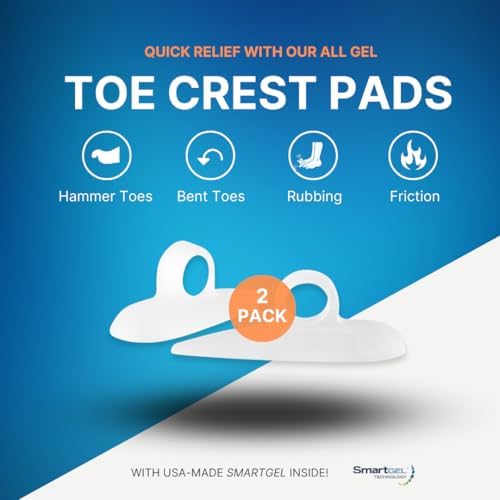 NatraCure Gel Hammer Toe Crest Pads (Left/Right) - 1 Pair – (Toe Straightening Cushion, For Mallet Toes and Overlapping Toes) - 3035-M CAT