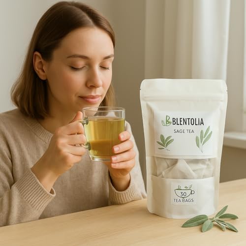 Blentolia Sage Tea | 100% Natural Herbal Infusion | Soothing & Aromatic | Caffeine-Free Wellness Tea – 30 Tea Bags Resealable Pouch