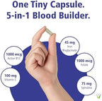 Vitality Power Iron + Spirulina | 45mg Iron | Blood Builder | Iron Deficiency Support | Vegan | All Natural Supplement | Gentle on Stomach | 30 Capsules