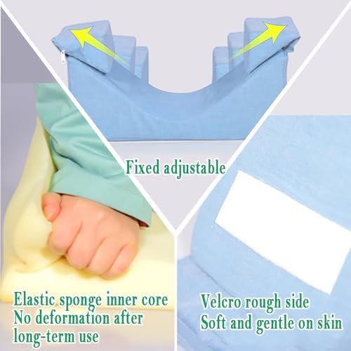 Anti-lateral Headrest, Curved Sponge Pillow for Wheelchair Care Beds for Disabled Patients, Adjustable and Removable, Protects The Elderly’s Cervical Spine, Bed Width Range: Within 90cm