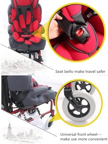 TEidea Wheelchair for Kids with Cerebral Palsy, Lightweight and Foldable Aluminum Alloy Frame Pediatric Wheelchair, Providing Comfortable Mobility for Disabled Teenagers