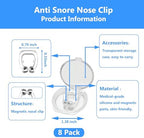 Anti Snoring Devices(8 Pack),Silicone Magnetic Stop Snoring Solution,Anti Snoring Nose Clip,Effective to Relieve Snoring,Snoring Devices for Men and Women,Clear