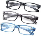 MODFANS 3 Pack Plastic Frame Spring Hinges Reading Glasses Vintage Quality Comfort for Men and Women +2.50