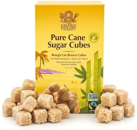 The Gilded Pantry Demerara Brown Sugar Cubes - Rough Cut, Unrefined Cane Sugar Lumps - Fair Trade & Non-GMO - Perfect for Cocktails, Coffee, Tea & Baking, 17.6 Oz
