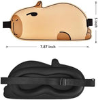 Cute Capybara Sleeping Mask Eye Mask Funny Animal 3D Contoured Sleep Mask Soft Breathable Blindfold Travel Eye Cover Eyeshade for Kids Adults Girls Boys Women Men (Capybara, Brown)