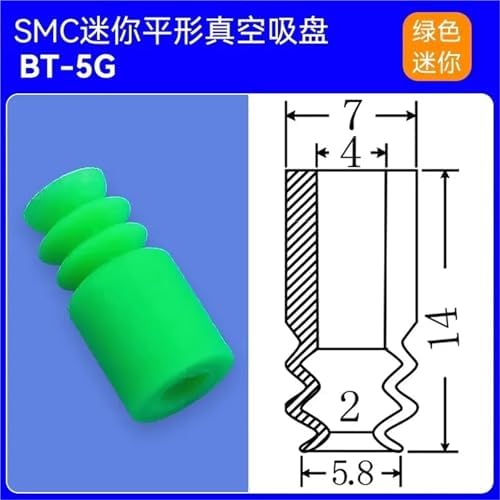 10PCS BT Vacuum Suction Cup Mini ZP Sucker Silicone Suction Nozzle Injection Molding Machine Pneumatic Manipulator Accessory(BT-5S Green)