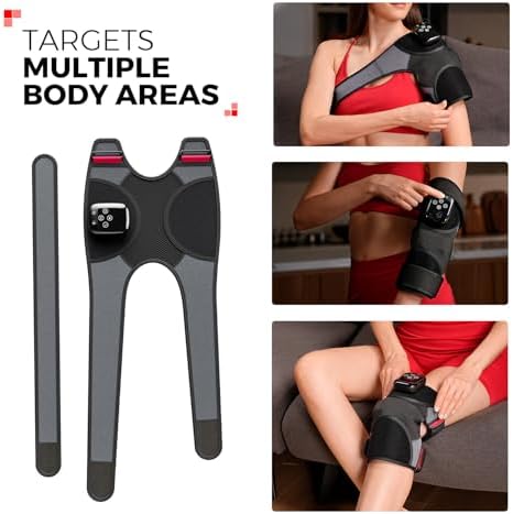 LTW Knee Massager with Heat and Red Light, Cordless Heated Knee Brace with 3 Heat/3 Vibration/5 Light Levels, 72 Red Lights with 660nm & 850nm, 5000mAh Massager for Knee Elbow Shoulder