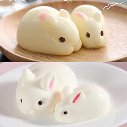 3D Easter Bunny Chocolate Mold, Easter Rabbit Baking Mold, Silicone Rabbit Mold for Baking Rabbit Shape French Dessert Fondant Mousse Cake Pudding Jelly 6 Cavity