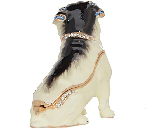 Pug Trinket Box Jewelry Box Hand Painted Decorative Box with Hinged Lid Ring Earring Holder Dog Figurine Collectible