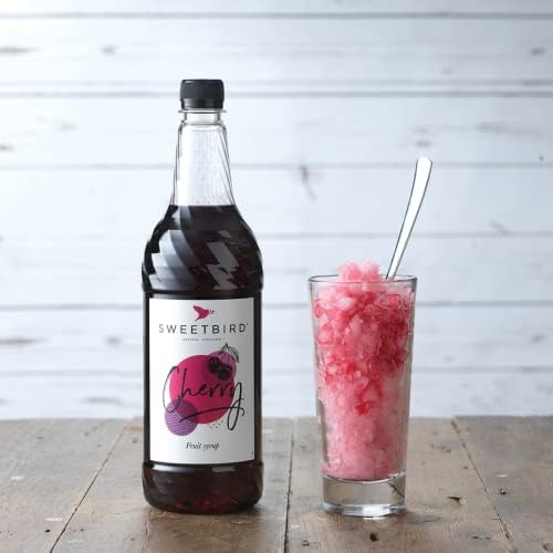 Sweetbird Cherry Flavored Syrup – 1 Liter (Vegan, GMO Free, All Natural)