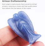 Blue Aventurine Angel Crystal Statue,Hand-Carved Polished Angel Figurines Healing Crystal Decor,Blue Cute Guardian Angel,Home Office Decoration Christmas Meditation Spiritual Gifts for Women