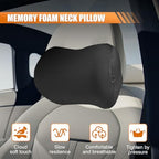 Car Headrest Pillow for Driving - Memory Foam Soft Automotive Neck Support Pillow Cushion with Adjustable Strap - Comfortable Car Seat Headrest Pillow for Neck Pain Pressure Relief (Black)