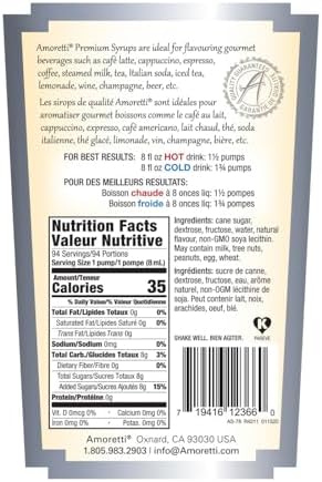 Amoretti - Premium Anise Syrup, 94 Servings Per Bottle (750 ml), with Pump for Flavoring Coffees, Cocktails, and other Beverages, Gluten Free, GMO/GEO Free, Preservative Free