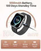 Smart Watches for Women Men, 1.83" HD Smart Watch for Android iPhone with Calls/Messages/Notifications, Sleep/Heart Rate/SpO2/Blood Pressure Monitor, 110+ Sports Modes Fitness Watch, 1000mAh Battery